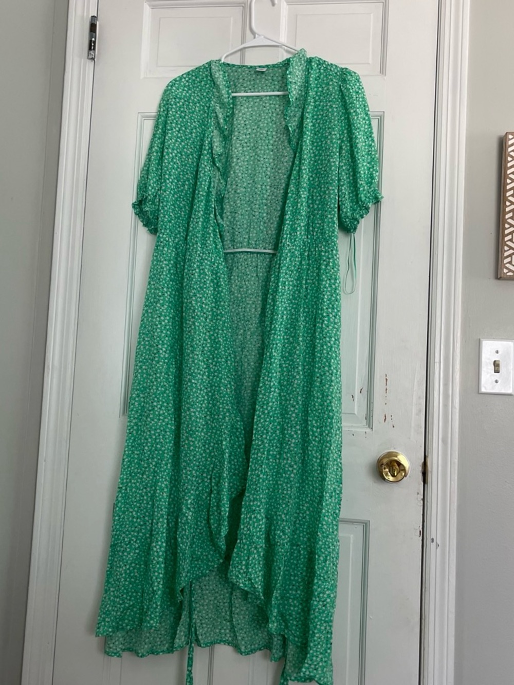 Old Navy Green Floral High-Low Ruffle-Trim Dress